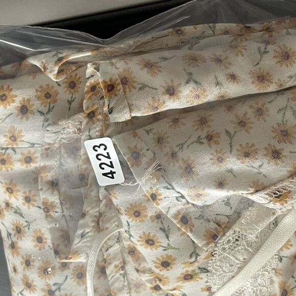 VTG 90s Y2K Babydoll Floral Maxi Dress Women XL Strappy Lace Trim Slip Fairycore - Picture 14 of 14